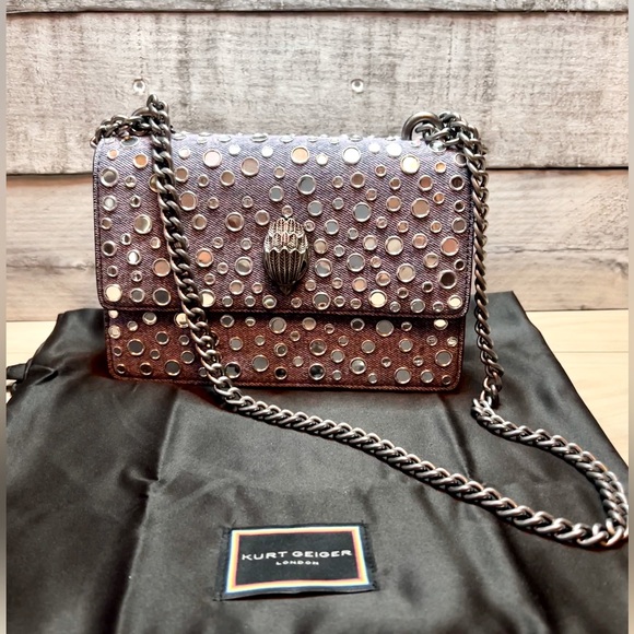 KURT GEIGER NWT Shoreditch Denim Studded Mini Convertible Shoulder Bag - Picture 9 of 15